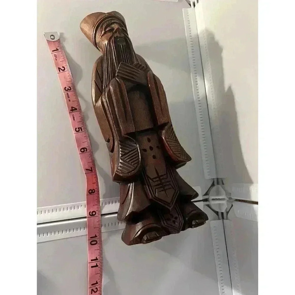 Old Chinese Boxwood Hand Carved Shou Hsing God Of Longevity Statue - Picture 6 of 6